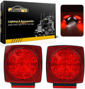 Partsam 12V Submersible Square Led Trailer Light,Red White LED Stop Turn Tail License Brake Running Light Lamp for Trailers Under 80" Boat Trailer Truck Marine Camper RV Snowmobile,IP68,DOT Compliant