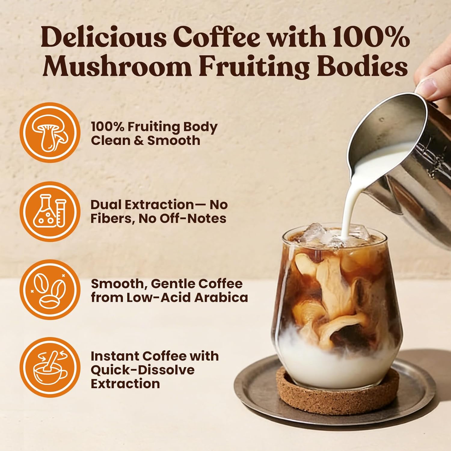 Venture Pal 48000mg Mushroom Coffee with 12 Adaptogenic Mushrooms, Lion's Mane, Cordyceps, Turkey tail, Reishi, Ashwagandha & Probiotics, Instant Coffee for Focus, Digestion & Immunity, 40 Servings