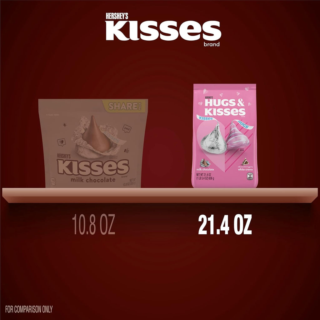 HERSHEY'S HUGS & KISSES Assorted Flavored, Valentine's Candy Bag, 21.4 oz