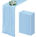 12 Pack Baby Blue Cheesecloth Table Runner 17x108 Inch Semi Sheer Boho Gauze Cheese Cloth Fabric Table Runners, for Wedding Party Baby Shower Birthday Home Decor Garden Farmhouse