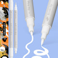 ARTISTRO 2 White Dual-Tip Acrylic Paint Pens - Multisurface Markers for Glass, Rock, Fabric, Wood, Plastic & More - 1 mm Fine & Brush Tips