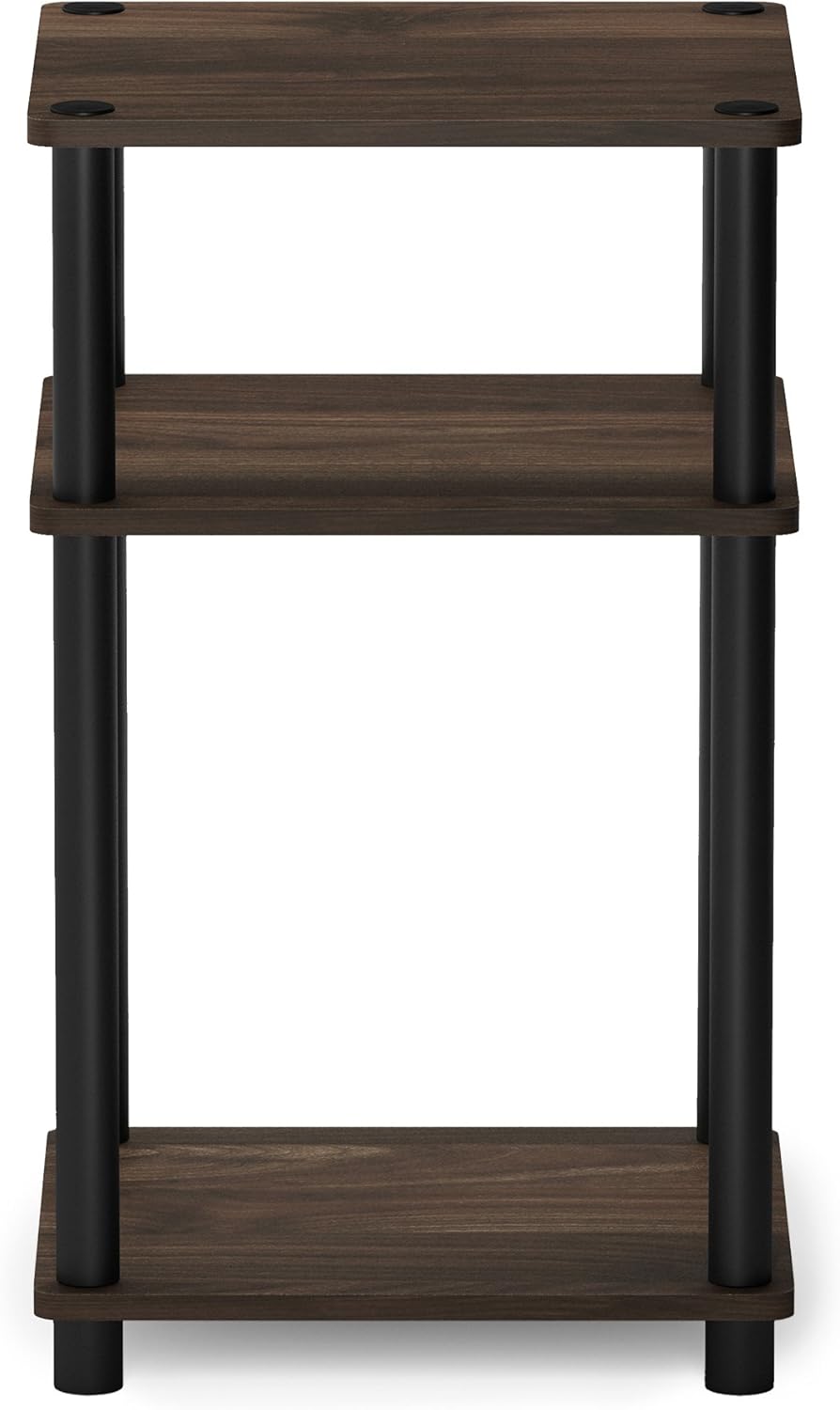 Furinno JUST Side Table, 3-Tier End Table, Open Shelves Night Stand, Bedside Table, Toolless Assembly, for Living Room, Bedroom, Bathroom, Columbia Walnut