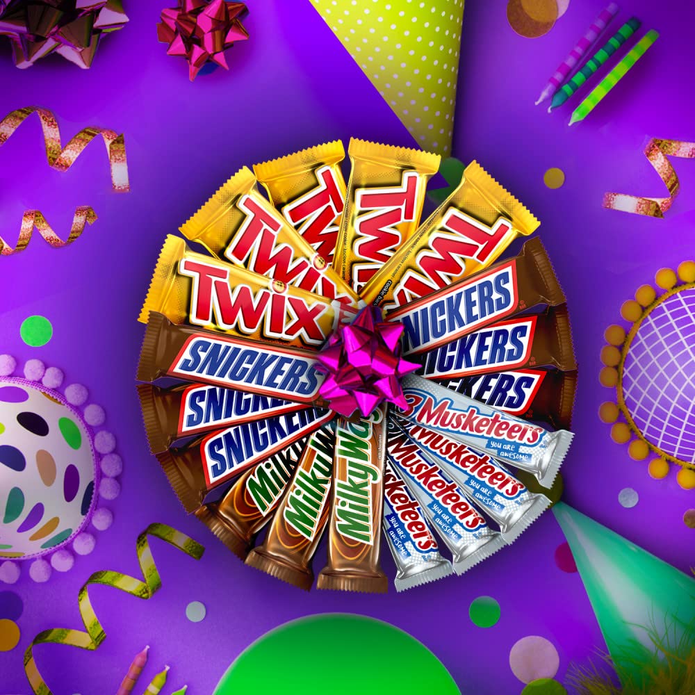 SNICKERS, TWIX, MILKY WAY & 3 MUSKETEERS Individually Wrapped Variety Pack Full Size Milk Chocolate Candy Bars Bulk Assortment, 33.31 oz, 18 Bars