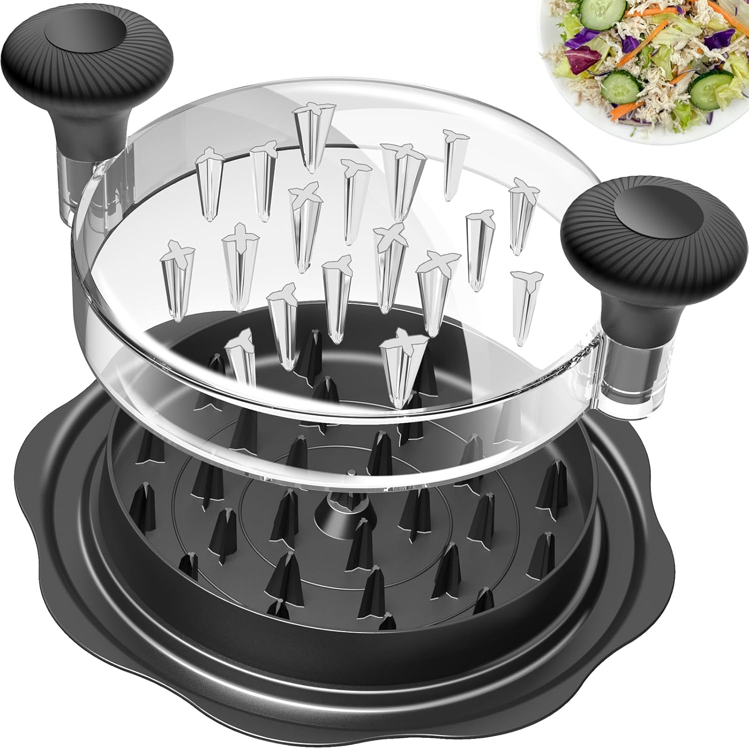 10" Pro Chicken Shredder Tool Twist Large for Kitchen, BPA-Free Food-Safe Meat Grinder, Visible Chicken Breast Meat Shredder with Strong Anti-Slip Bottom & Ergonomic Handle, Black