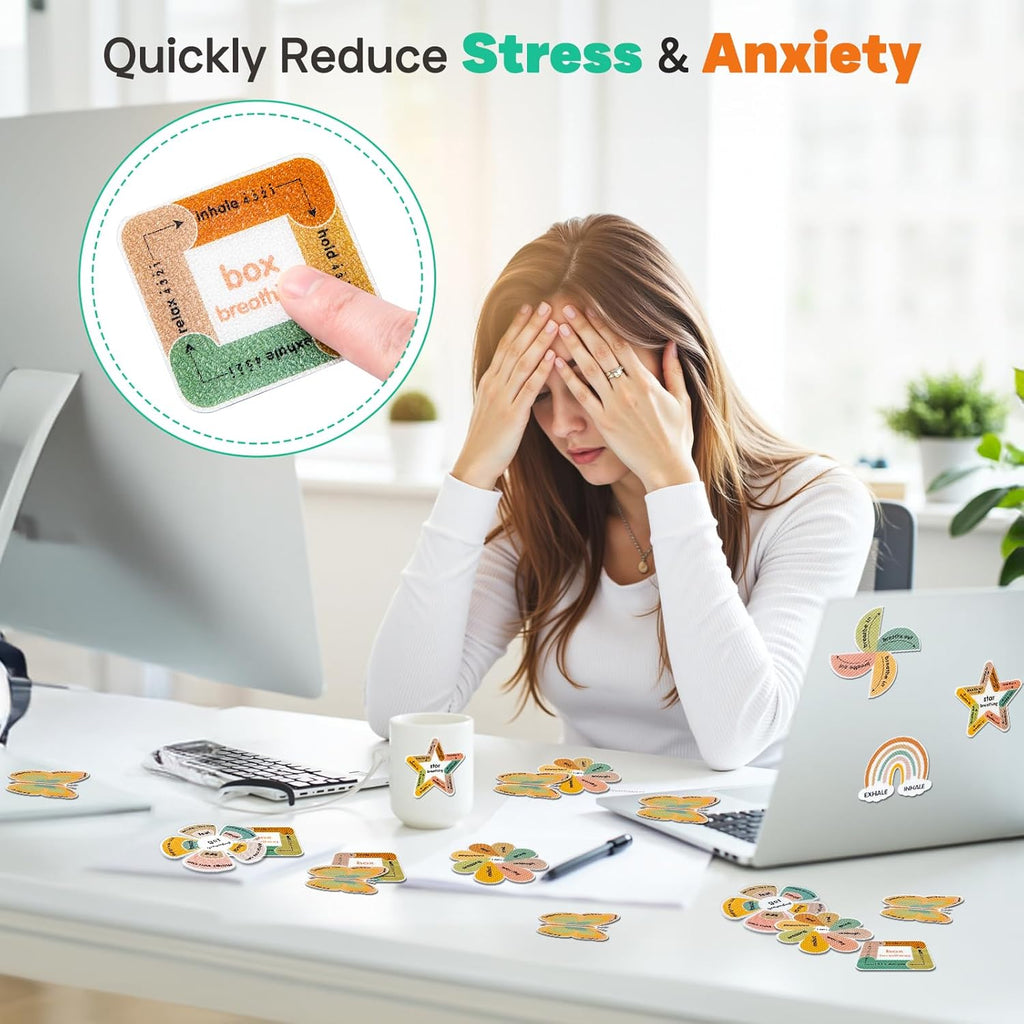 Sensory Strips for Anxiety Calming Stickers, 36Pcs 2 Textured for Mood Calming, Breathing Mindfulness Fidget Sticker for Kids, Anxiety Relief at Office & Classroom Desk