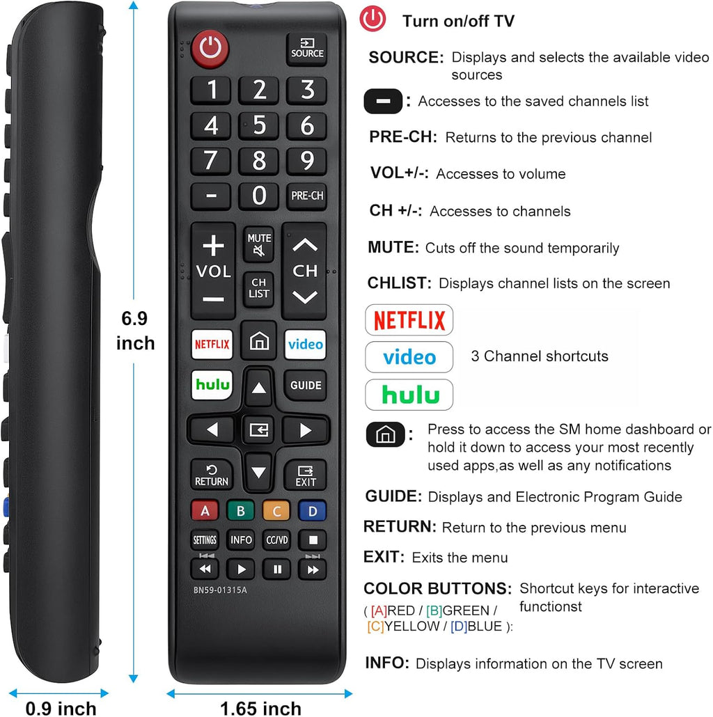 Pack of 2 New Universal Remote for All Samsung TV Remote, Replacement Compatible for All Samsung Smart TV, LED, LCD, HDTV, 3D, Series TV