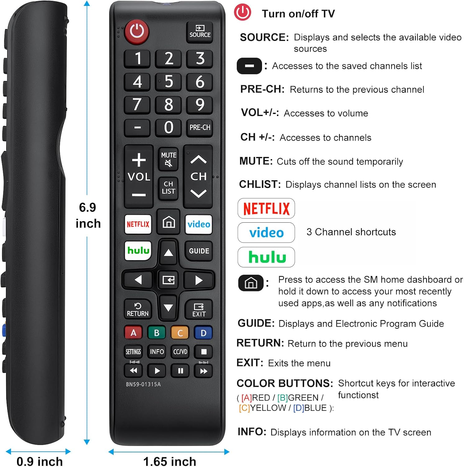 Pack of 2 New Universal Remote for All Samsung TV Remote, Replacement Compatible for All Samsung Smart TV, LED, LCD, HDTV, 3D, Series TV