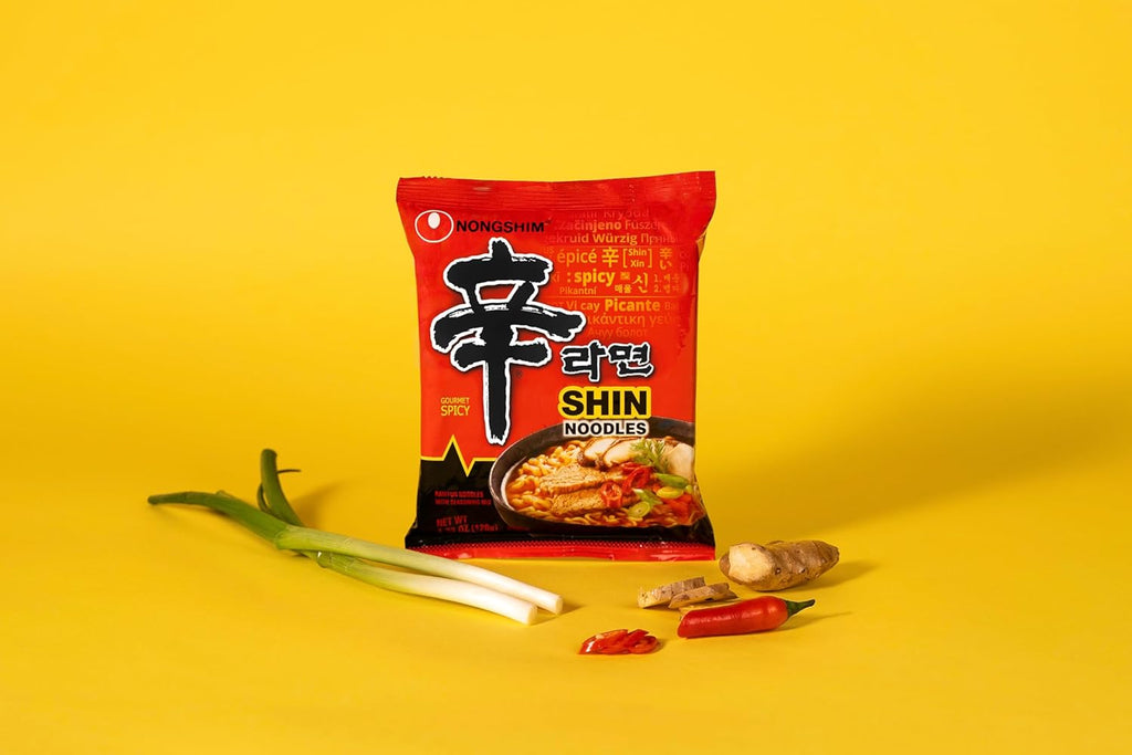Nongshim Ramen Noodles, Gourmet Instant Ramen, Premium Microwavable Noodle Soup, Spicy Shin, Family Pack, 4.23 Ounce (Pack of 20)