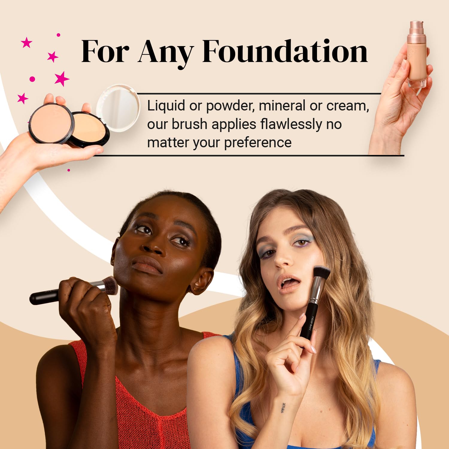 Premium  Flat Top Kabuki Foundation Brush By KESHIMA - Cart Shape