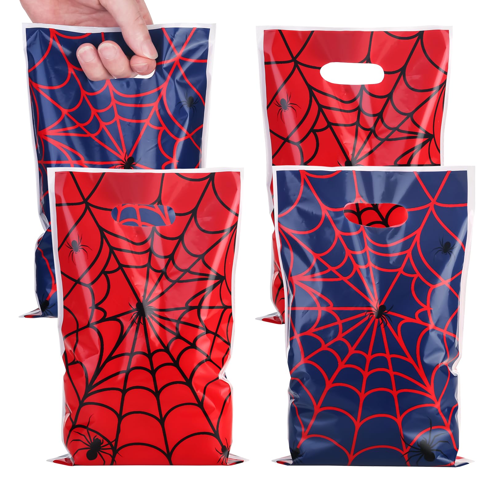 ADARRO 40PCS Spider Wed Party Favor Bags, Red & Blue Cartoon Goodie Candy Bags for Birthday Party Supplies