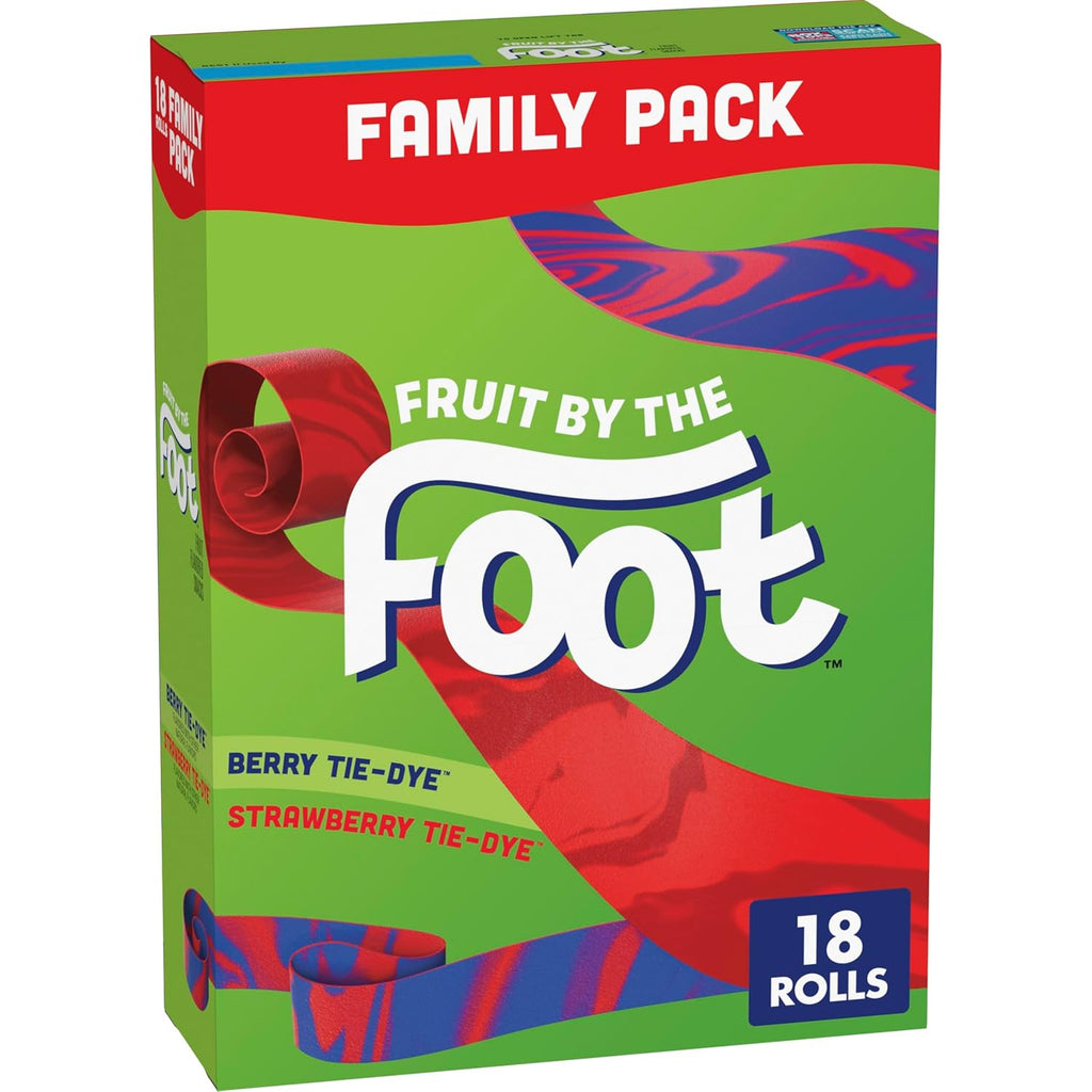 Fruit By The Foot Fruit Flavored Snacks, Valentine's Day, Berry Tie-Dye and Strawberry Tie-Dye, 18 Rolls, 13.5 oz