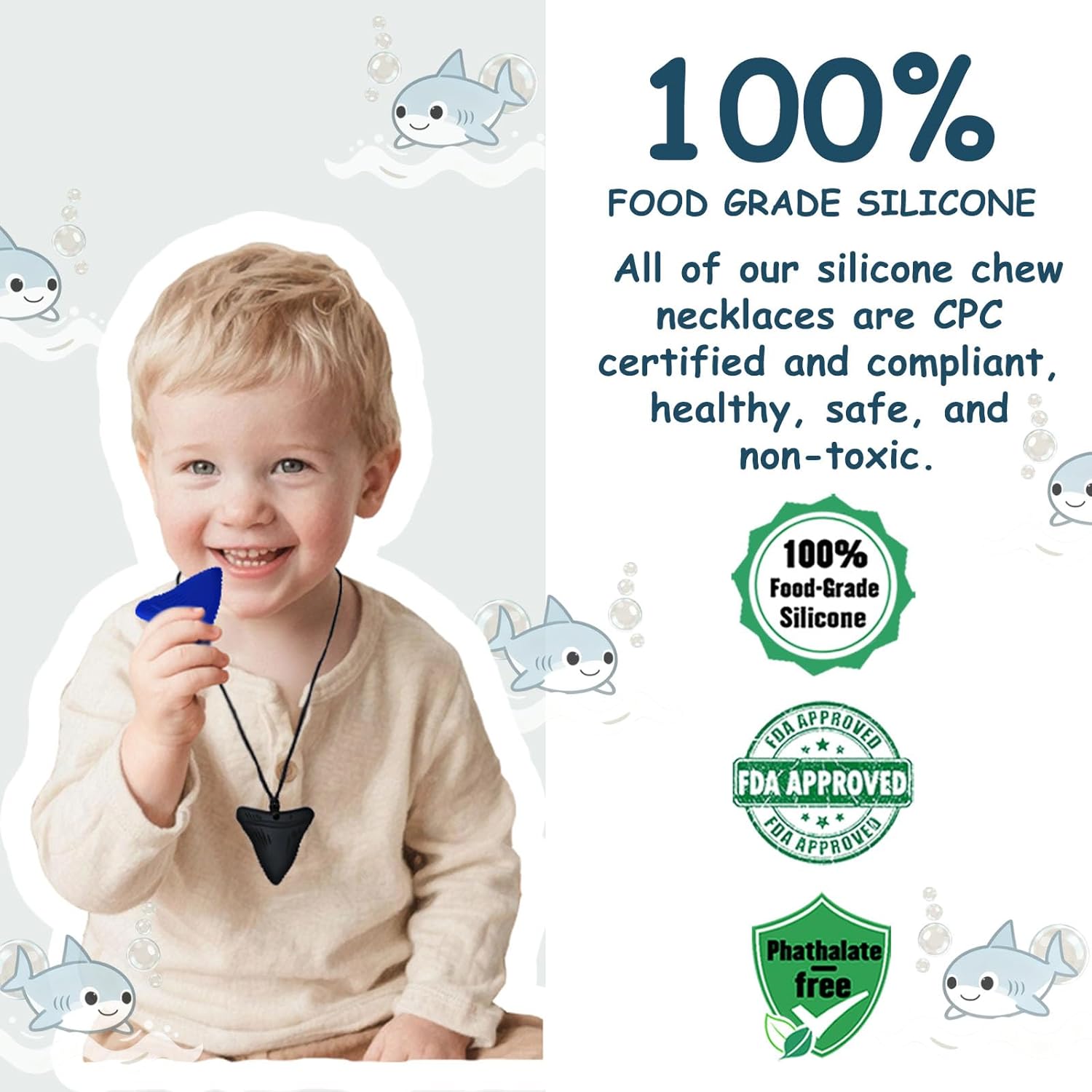 Chew Necklaces for Sensory Kids, 6 Pack Chewy Necklace Sensory Toys for Autism, ADHD, Anxiety- Silicone Teething Necklace Oral Chew Toys for Boys Girls Adults Chewer Reduces Chewing Fidgeting