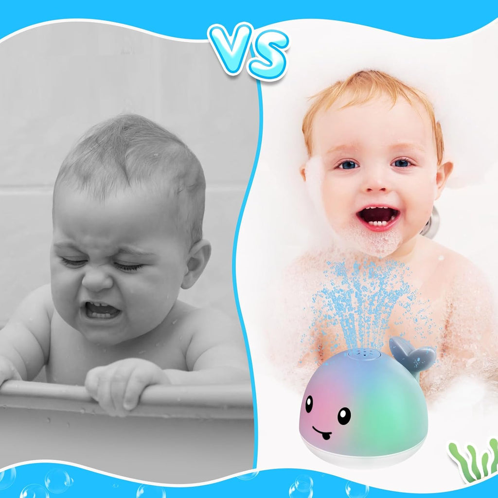 Baby Bath Toys, Toddler Bath Toys for Kids Ages 1-3, Stocking Stuffers 1 2 3 Year Boy Girl Gifts, Infant Baby Toy 6-12-18 Months, Light Up Whale Bath Toy Sprinkler Bathtub Water Toy