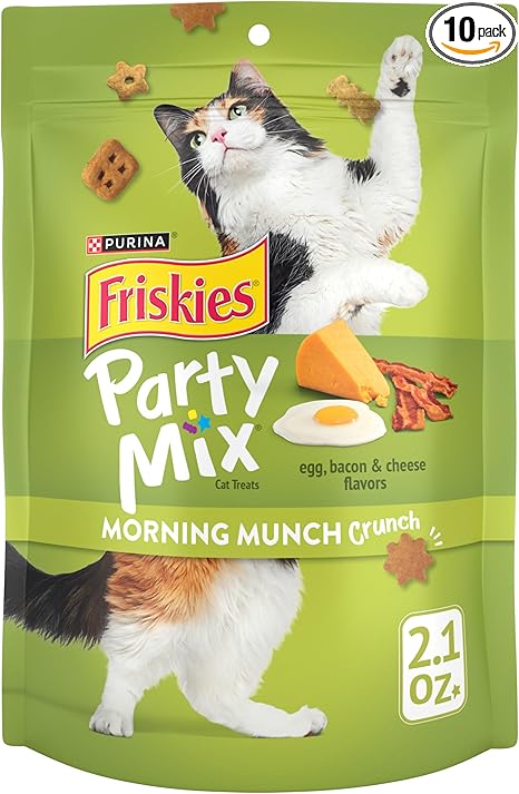 Purina Friskies Party Mix Morning Munch Crunch Cat Treats - (Pack of 10) 2.1 oz. Pouches