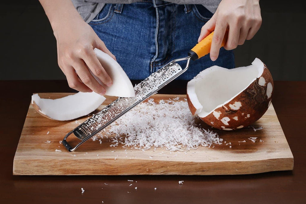 Deiss PRO Citrus Lemon Zester & Cheese Grater — Parmesan Cheese, Lemon, Ginger, Garlic, Nutmeg, Chocolate, Vegetables, Fruits - Razor-Sharp Stainless Steel Blade + Protect Cover - Dishwasher Safe