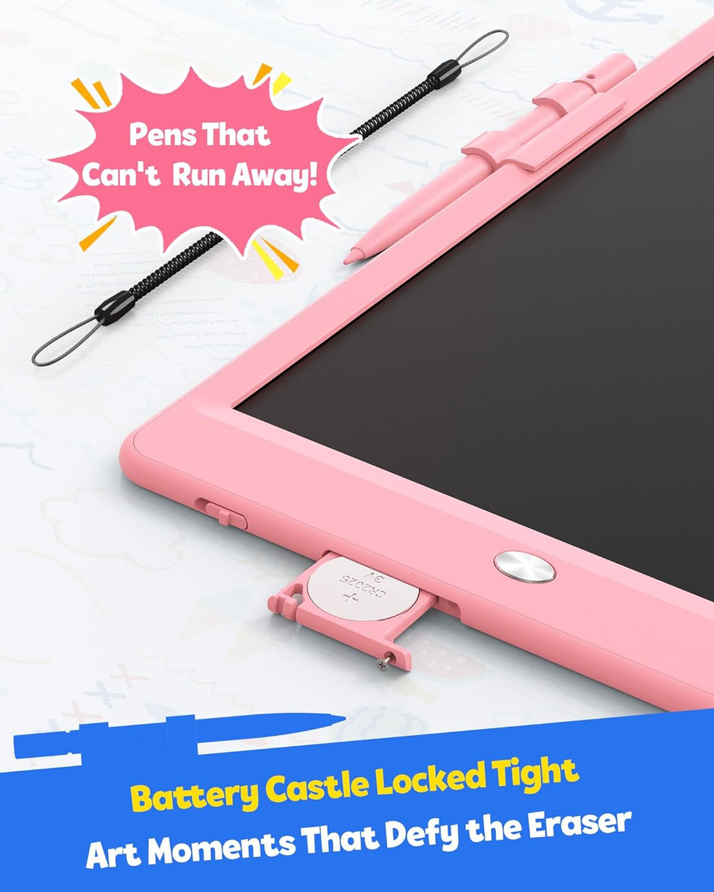 TEKFUN LCD Writing Tablet for Kids, 10-inch Coloring Drawing Pad, Mess Free Doodle Board, Gifts for Girls and Toddlers, Toys for 3 4 5 6 7 8 Year Old Boys (Pink)