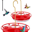 FEED GARDEN Hummingbird Feeders for Outdoors, 2 Pack 16oz Leak-Proof Dish-Style Nectar Feeder Built-in Ant Moat, 5 Feeding Ports, Wide Mouth Easy Clean, BPA-Free Garden Décor Gifts