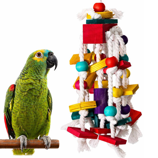 Rypet Bird Chewing Toy - Parrot Cage Bite Toys Wooden Block Bird Parrot Toys for Small and Medium Parrots and Birds