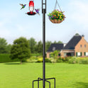 Double Shepherds Hooks, 76 Inch Bird Feeder Pole with 5-Prong Base, 3/4 Inch Thick Heavy Duty Adjustable Garden Hooks for Hanging Plants, Hummingbird Feeder, Solar Lights, Lantern Outdoor Garden Decor