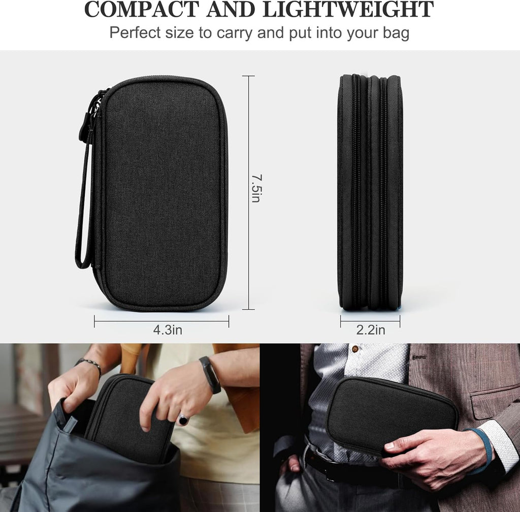 FYY Electronic Organizer, Travel Cable Organizer Bag Pouch Electronic Accessories Carry Case Portable Waterproof Double Layers All-in-One Storage Bag for Cable, Cord, Charger, Phone, Earphone Coffee