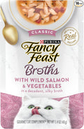 Purina Fancy Feast Lickable Wet Cat Food Broth Complement, Classic With Wild Salmon and Vegetables, (Pack of 16) 1.4 oz. Pouches