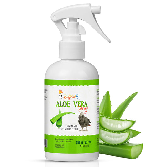 Aloe Vera Bird Spray for All Birds – Soothes Itchy Skin & Feather Plucking – 8oz Odor-Free Mist, Safe if Ingested, Daily Use Bird Mist, Softens Feathers, Natural Formula – Made in USA by UnRuffledRx™