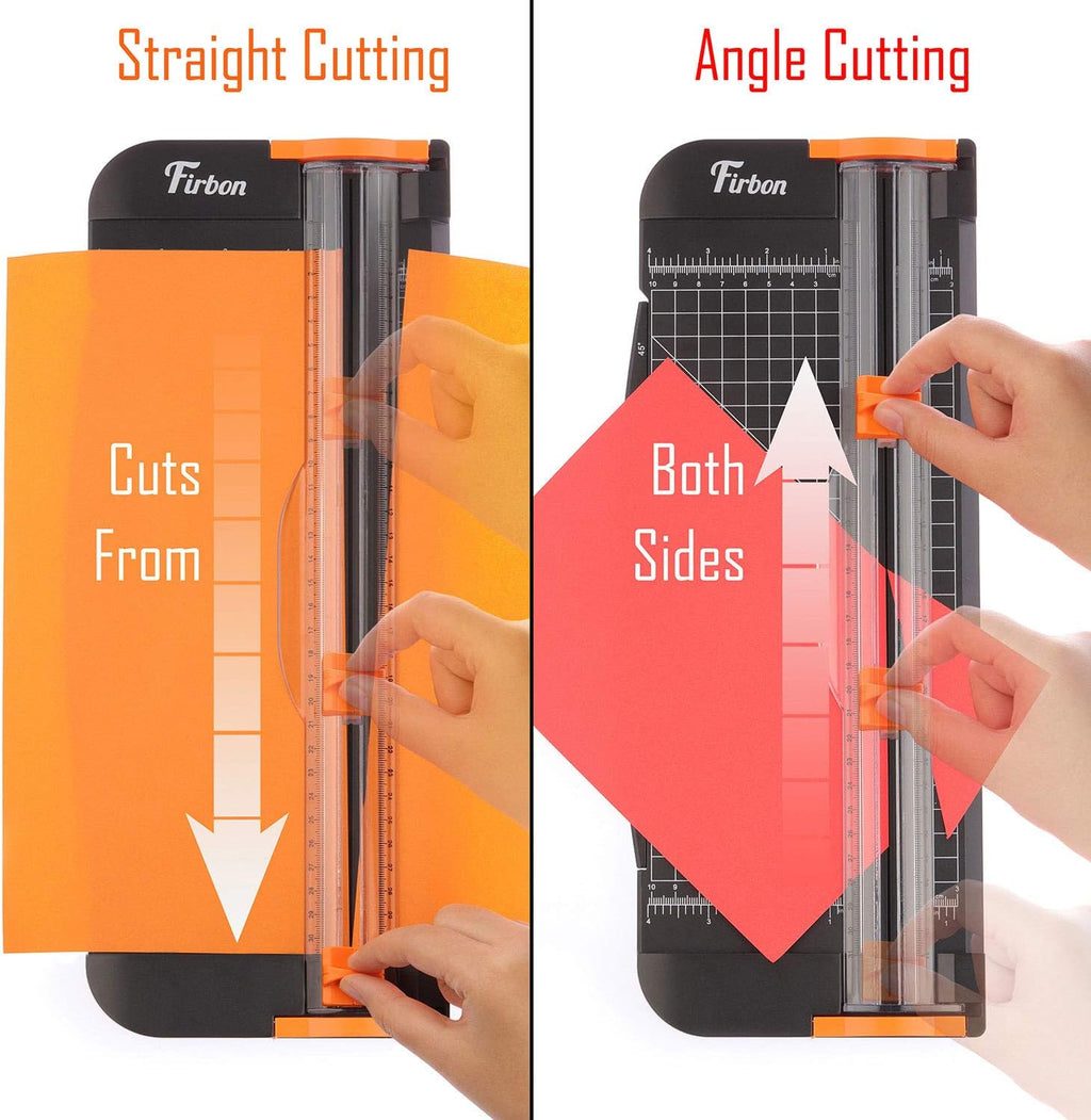 Firbon A4 Paper Cutter 12 Inch Titanium Paper Trimmer Scrapbooking Tool with Automatic Security Safeguard and Side Ruler for Craft Paper, Coupon, Label and Cardstock (Black)