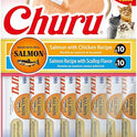INABA Salmon Churu Cat Treats, Lickable, Squeezable Creamy Purée Cat Treat with Green Tea Extract & Taurine, 0.5 Ounces Each Tube, 20 Tubes, Scallop & Chicken Variety Box