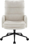 IWMH High-Back Home Office Chair,Upholstered Desk Chair with Armrests,Height Adjustable Armchair with Wheels, Swivel Office Desk Chair, Ergonomic Computer Task Chair, Leisure Armchair Cashmere(White)