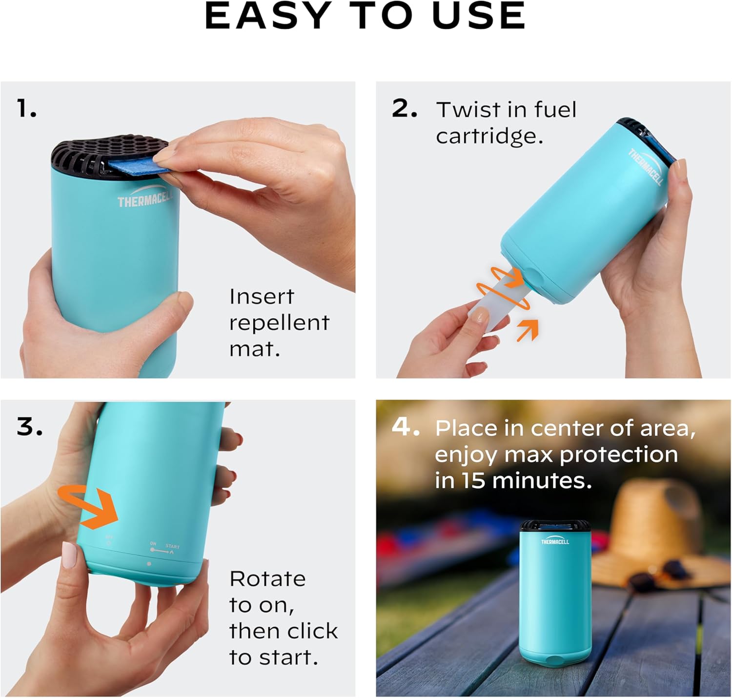 Thermacell Mosquito Repeller Patio Shield; Includes 12-Hour Refill; 15 Foot Zone of Protection; Highly Effective Mosquito Repellent for Patio; Bug Spray Alternative; Scent Free