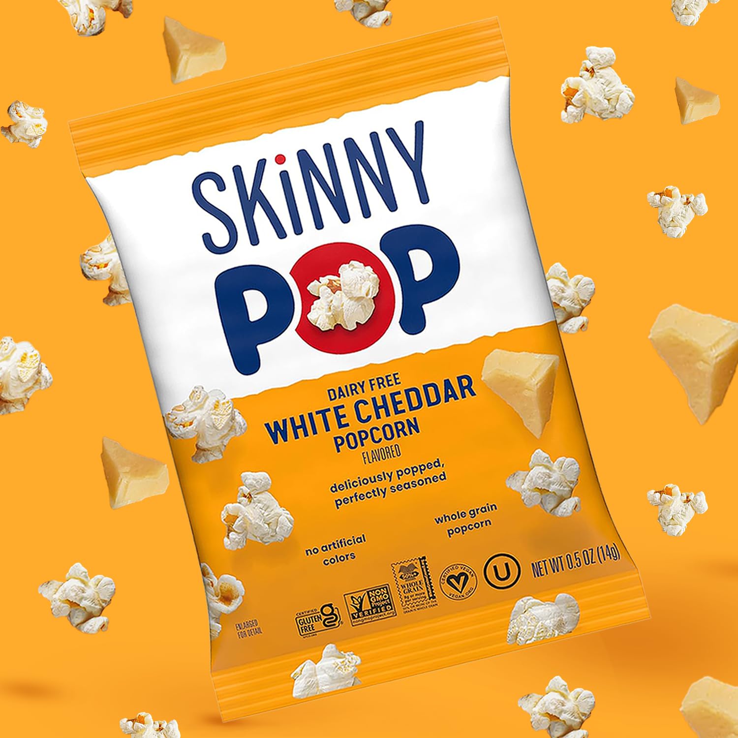 SkinnyPop Popcorn, Original and Dairy Free White Cheddar, Gluten Free, Non-GMO, 0.5oz Individual Size Snack Bags (18 Count)