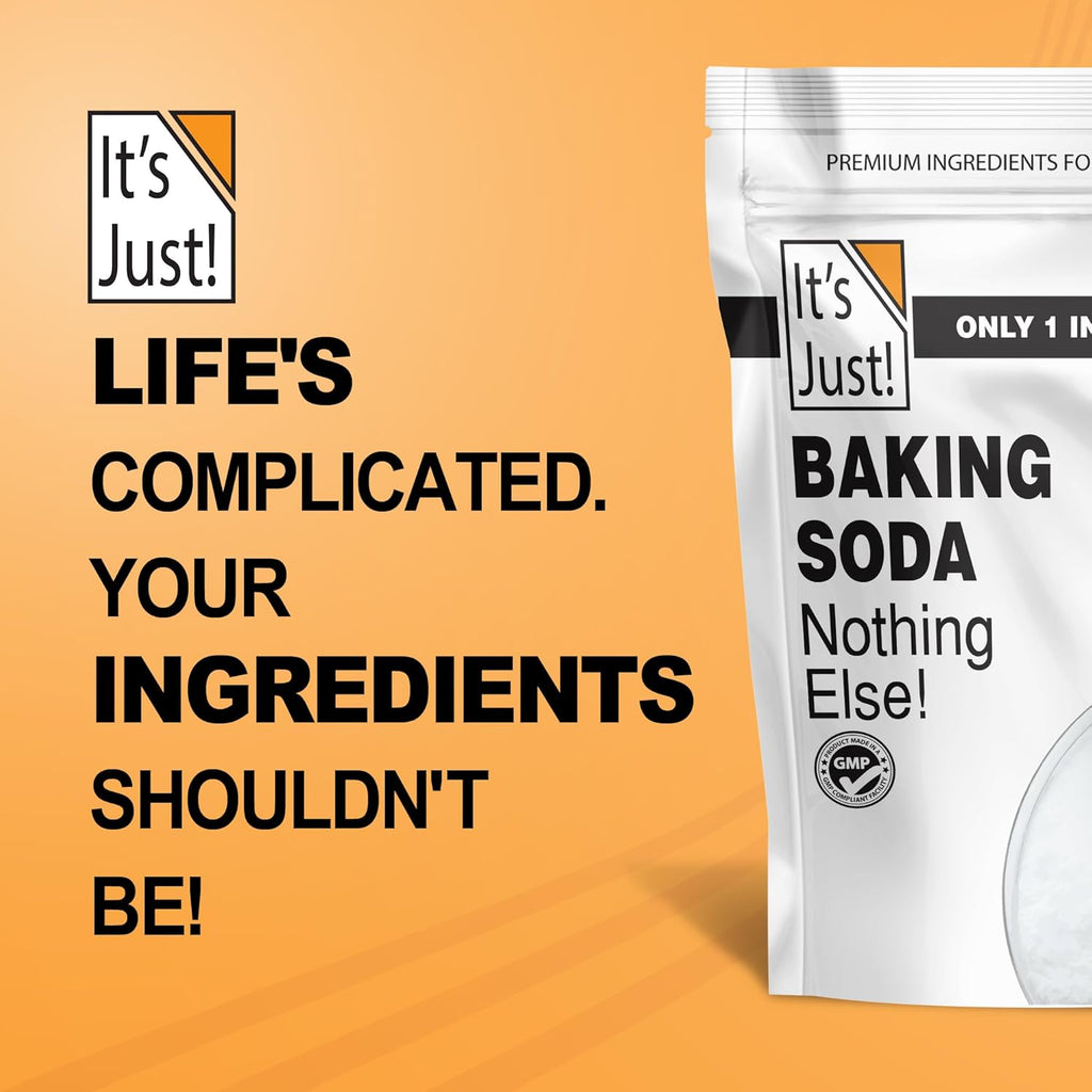 It's Just - Baking Soda, 100% Pure Sodium Bicarbonate, Food Grade, Non-GMO, Made in USA, Cooking, Baking (1.25 Pound)