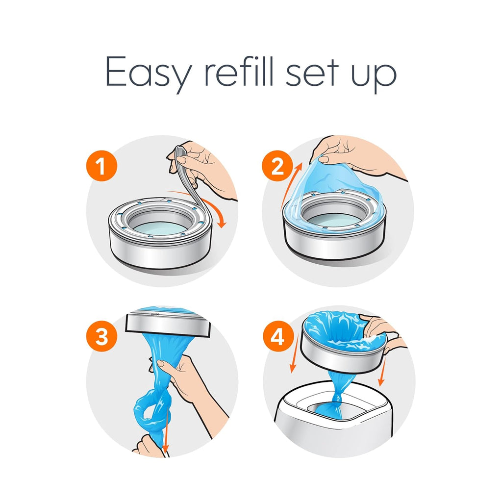 Diaper Genie Refill Round – Pack of 4 | Holds 1280 Diapers | Odor-Lock Film for Complete & Expressions Pails