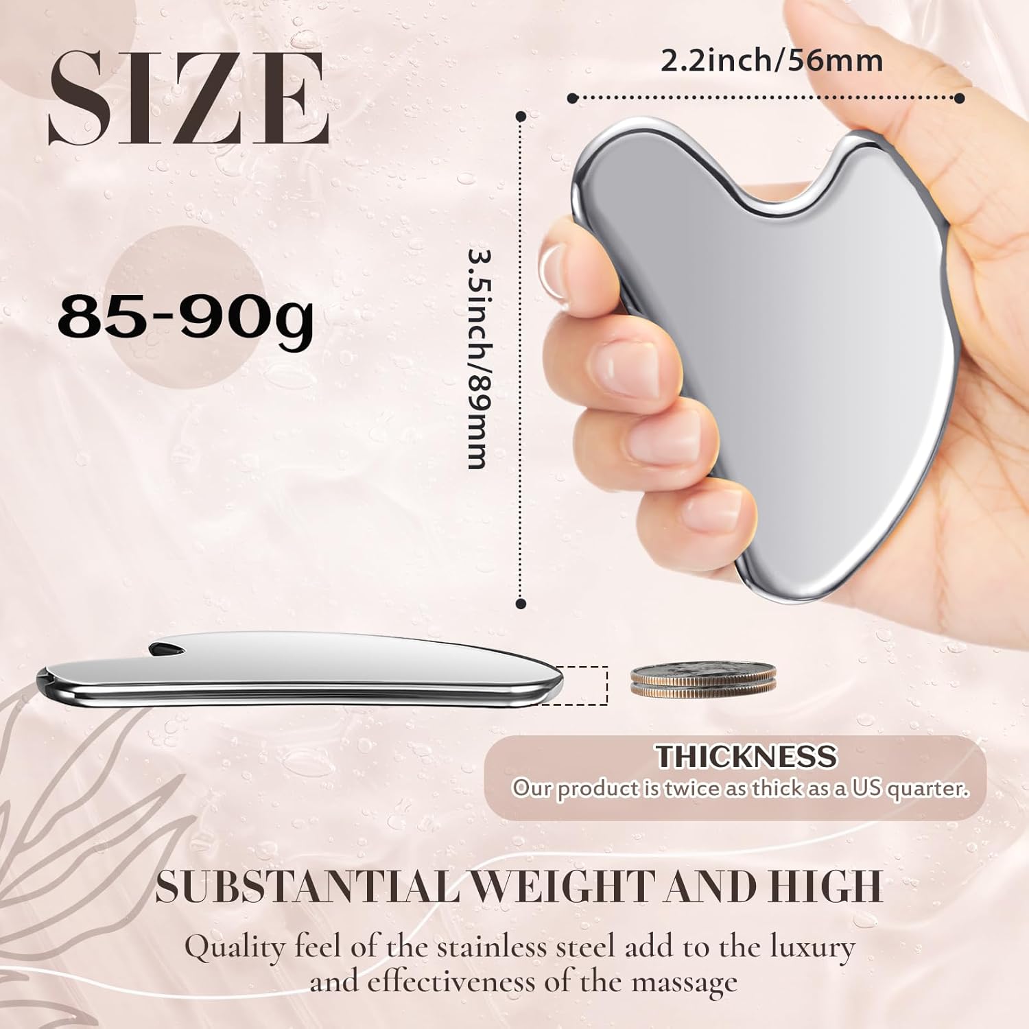 Nuanchu Stainless Steel Gua Sha Facial Tools Metal Guasha Tool for Face Body Jawline Shaper, Double Chin Reducer, Puffiness Reducing, Lymphatic Drainage Massager Skin Care Gift with Pouch
