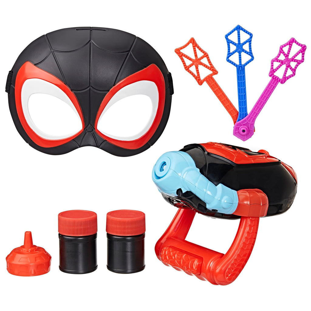 Spidey and his Amazing Friends Marvel Water-Webs Miles “Spin” Morales Electronic Bubble Slinger Role Play Set with Mask, Super Hero Toys for Kids, Ages 3+ ( Exclusive)