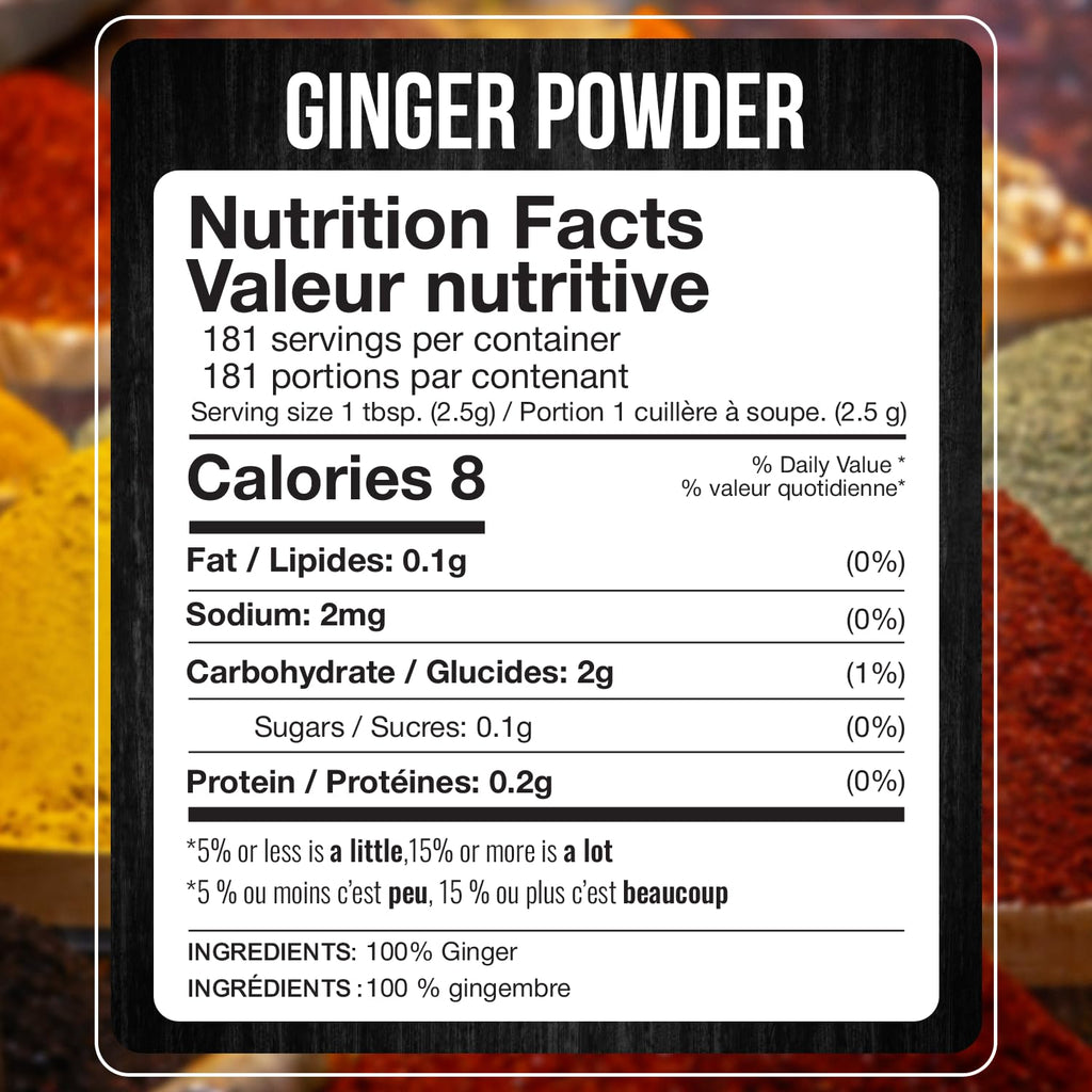 Fresh Finest Ginger Powder - 15.97oz (453G) - Pure Ground Ginger Root for Culinary & Health Benefits, Packed in a Premium Container