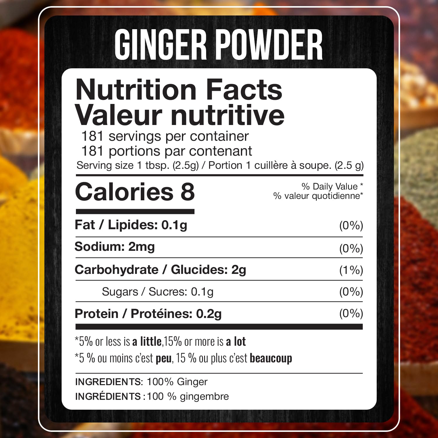Fresh Finest Ginger Powder - 15.97oz (453G) - Pure Ground Ginger Root for Culinary & Health Benefits, Packed in a Premium Container