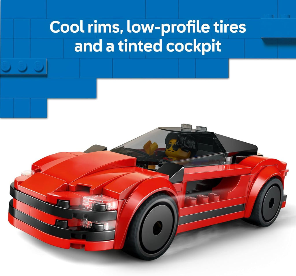 LEGO City Red Sports Car Toy - Building Toy for Kids, Boys and Girls, Ages 5+ - Educational Gift for Birthdays and Holidays - Includes Driver Minifigure and Other Accessories - 60448