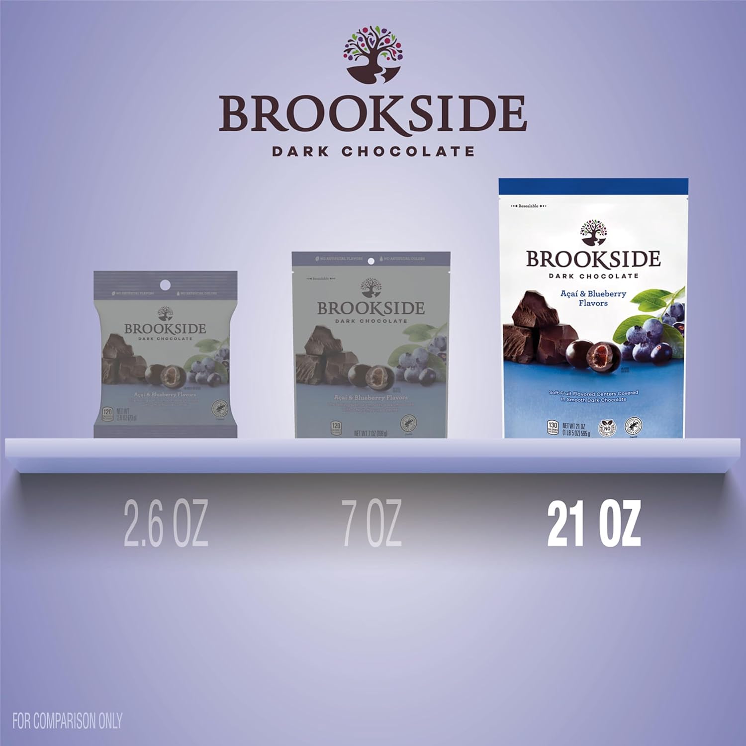 BROOKSIDE Dark Chocolate, Acai and Blueberry Flavored Snacking Chocolate Bag, 21 oz