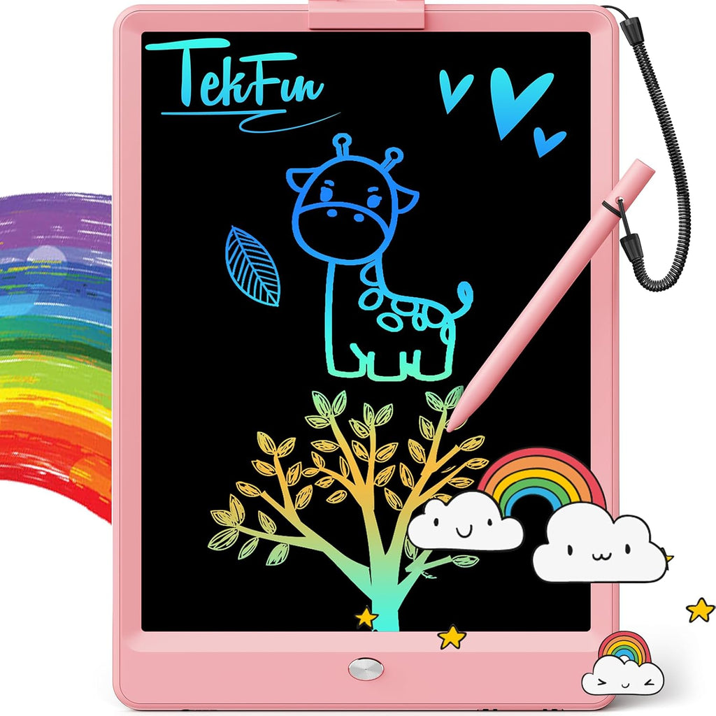 TEKFUN LCD Writing Tablet for Kids, 10-inch Coloring Drawing Pad, Mess Free Doodle Board, Gifts for Girls and Toddlers, Toys for 3 4 5 6 7 8 Year Old Boys (Pink)
