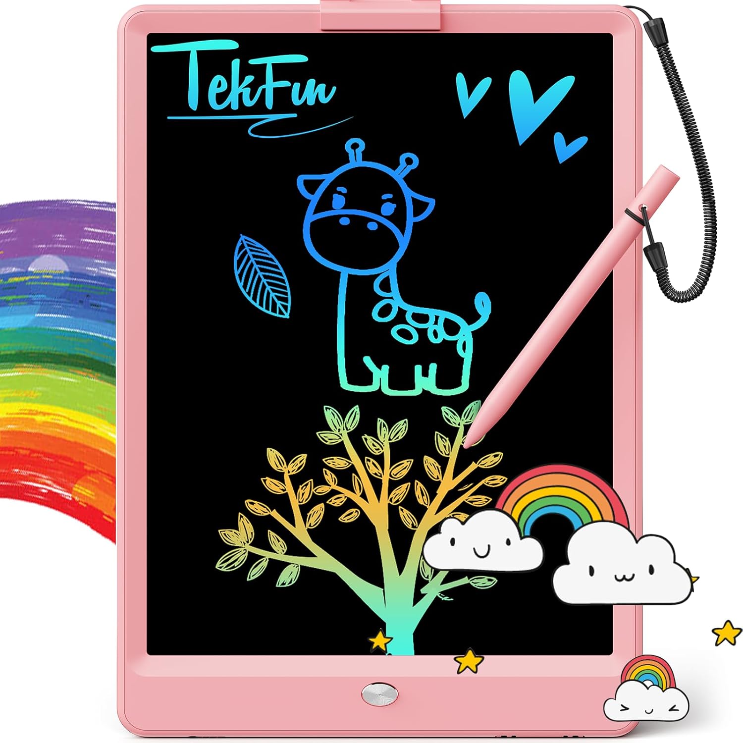 TEKFUN LCD Writing Tablet for Kids, 10-inch Coloring Drawing Pad, Mess Free Doodle Board, Gifts for Girls and Toddlers, Toys for 3 4 5 6 7 8 Year Old Boys (Pink)