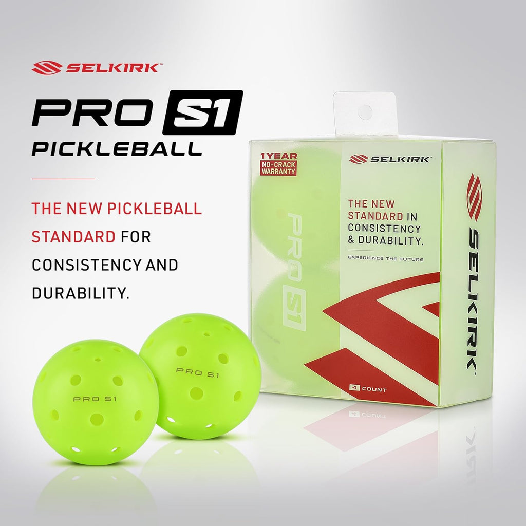Selkirk Sport Pro S1 Ball | Crack-Resistant | 38 Hole Outdoor Pickleball Balls | USAPA Approved Pickle Ball for Tournament Play | Advanced Aerodynamics |