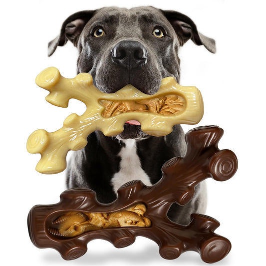 SIHRMIU Dog Chew Toys for Aggressive Chewers, 2 Pack, for Medium/Large Breed, Tough Almost Indestructible Dog Bones for Teeth Cleaning, Training, Boredom and Stimulating