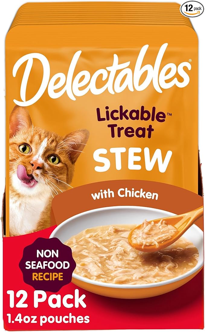 Delectables Non-Seafood Stew Lickable Wet Cat Treats, Chicken, 1.4 oz (Pack of 12)