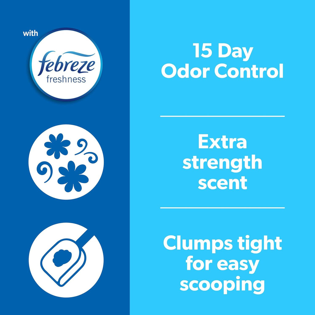 Fresh Step Extreme Clumping Litter With Febreze Freshness, Mountain Spring Scent Clumping Cat Litter With Guaranteed Odor Control, 14 lb. Box