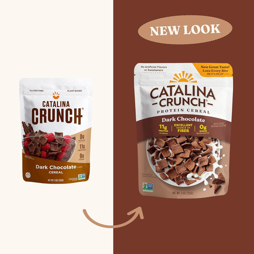 Catalina Crunch Protein Cereal - Sugar Free Breakfast Cereal with 11g of Protein - Gluten Free - Dark Chocolate - 9 oz. Bag (Pack of 1)