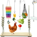 6 Packs Chicken Toys for Coop Accessries, Chicken Swing Toys for Chicken Hens, Chicken Xylophone Toys and Mirror, Vegetable Hanging Feeder, Veggies Skewer