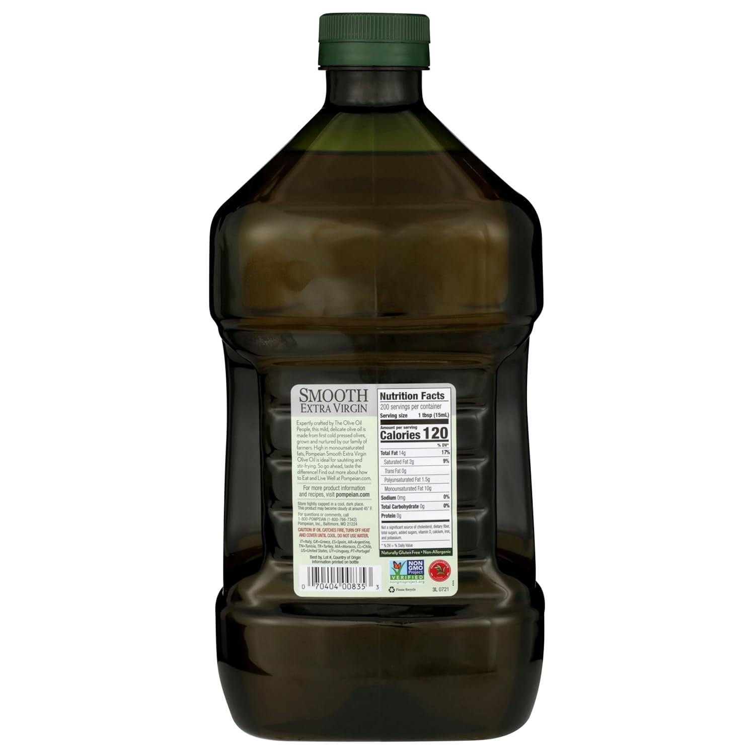 Pompeian Smooth Extra Virgin Olive Oil, Contains Polyphenols, First Cold Pressed, 101 Fl Oz