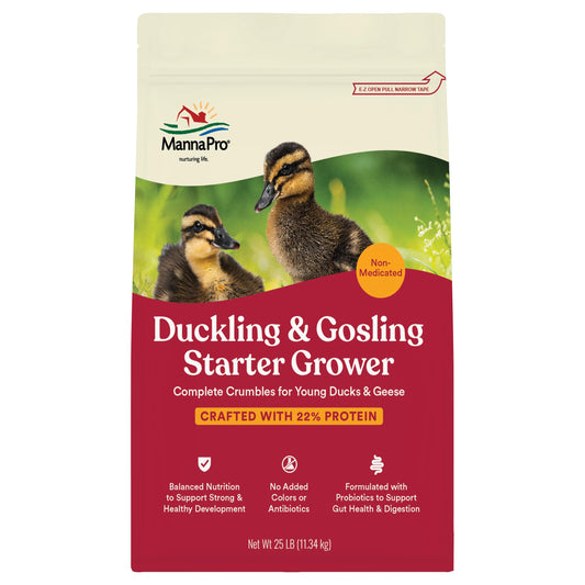 Manna Pro Duck Starter Grower Crumble | Non-Medicated Feed for Young Ducks | Supports Healthy Digestion | 25 Pounds