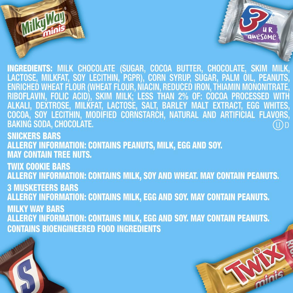 SNICKERS, TWIX, MILKY WAY and 3 MUSKETEERS Winter Sports Individually Wrapped Chocolate Candy Bars Variety Pack, Sharing Size, 8.31 Oz Bulk Bag